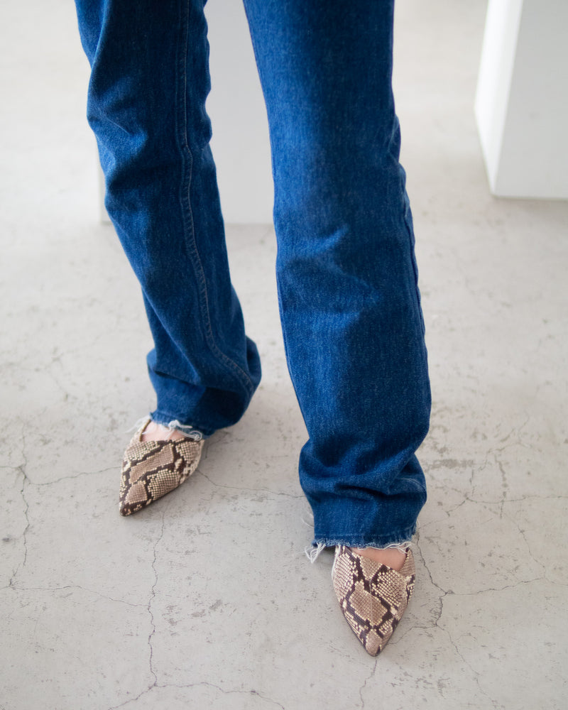 Marie Python ポインテッドフラットパンプス パイソン柄 - HENRI EN