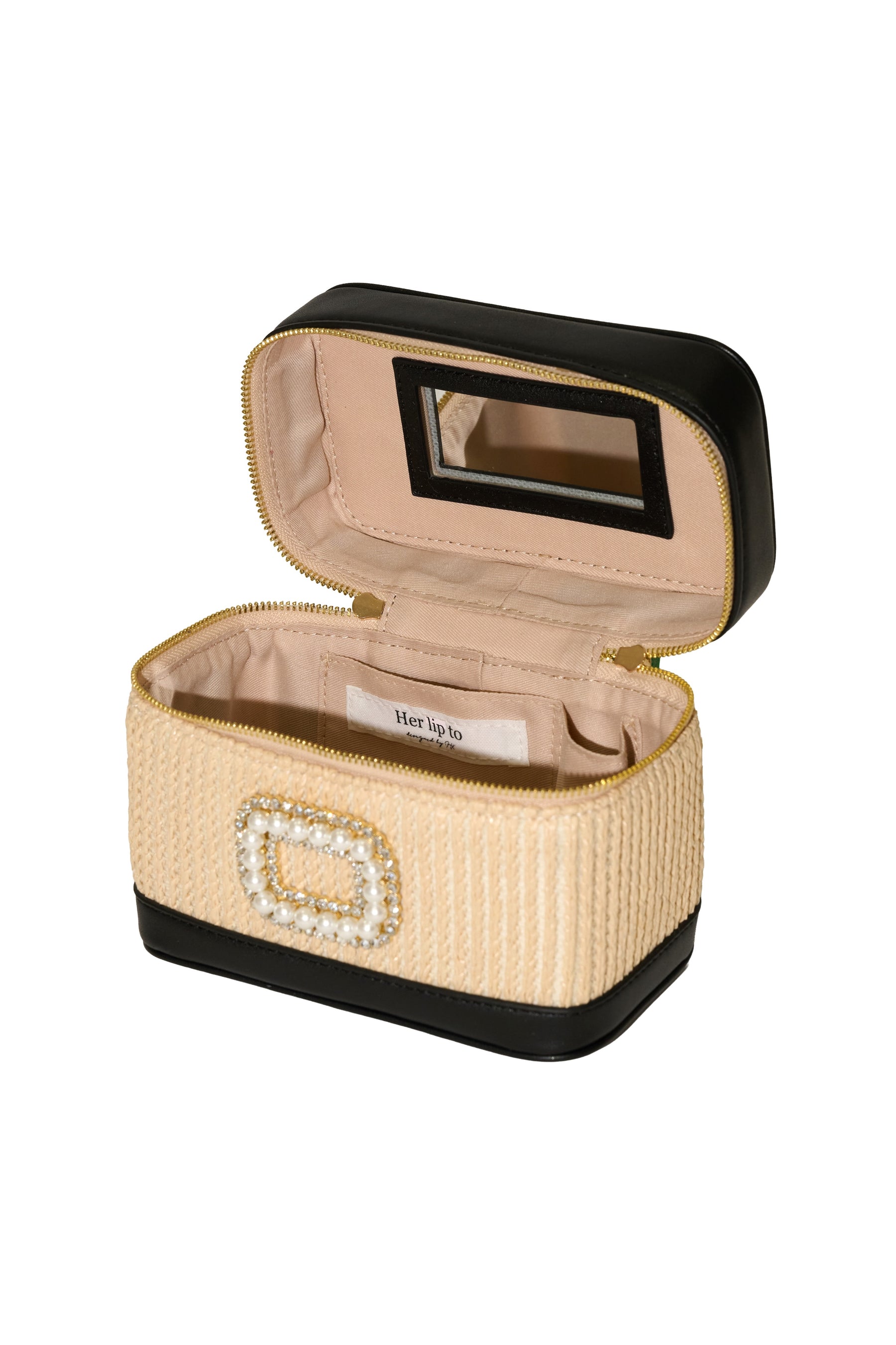 Raffia Effect Crystal Vanity Bag