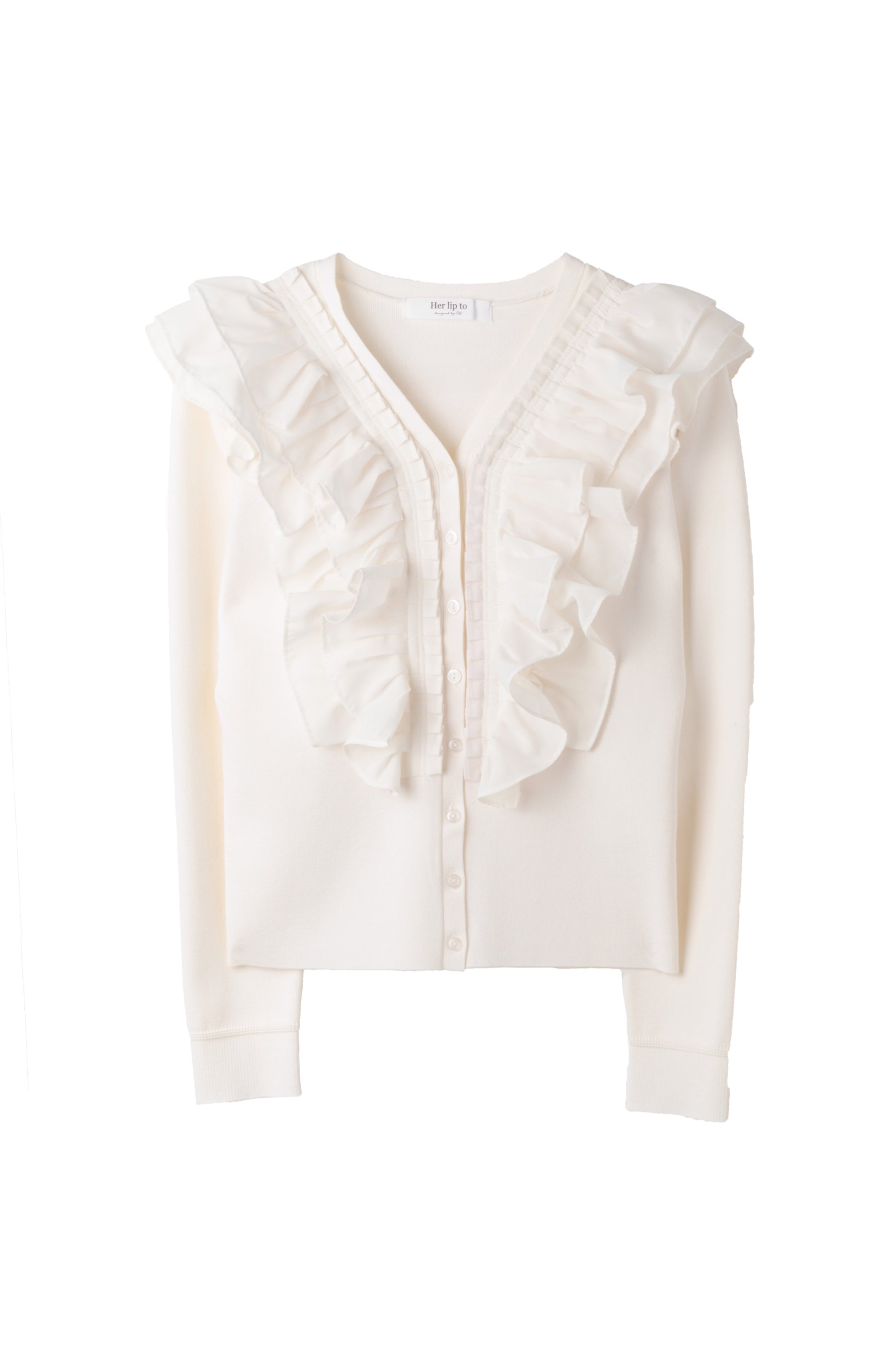 off white] Ruffle Pleated Knit Cardigan