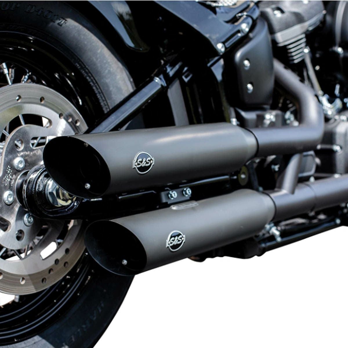 S&S スラッシュカット スリップオンマフラー ブラック |ハーレーパーツ