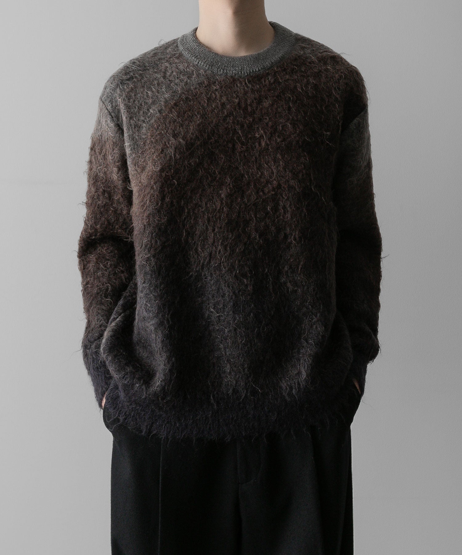 ssstein / シュタイン】GRADATION MOHAIR KNIT LS - BROWN GREY