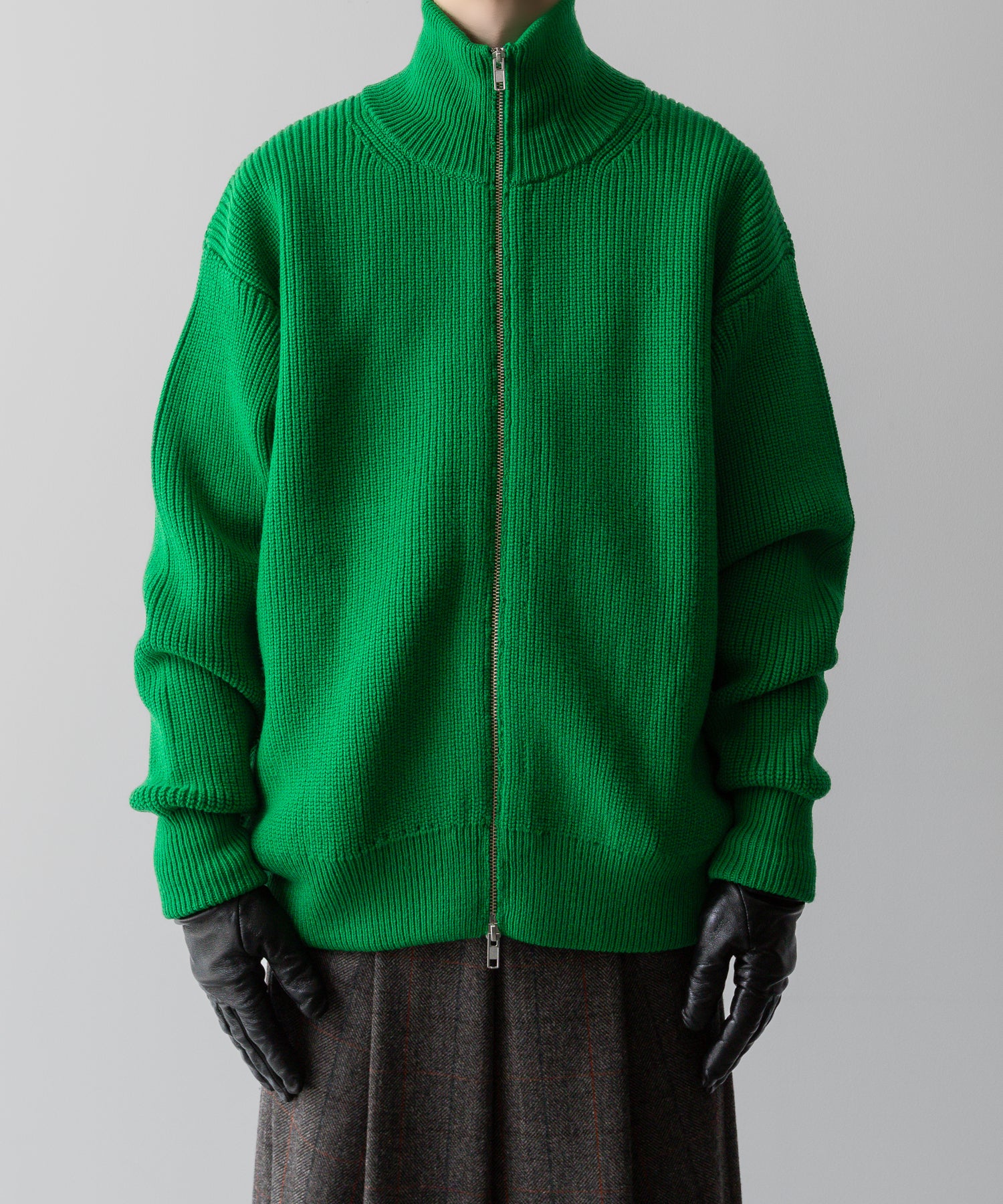 ssstein / シュタイン】OVERSIZED DRIVERS KNIT ZIP JACKET - GREEN