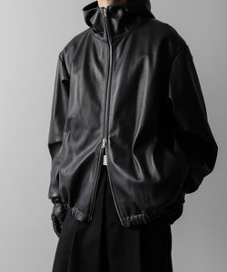 ssstein / シュタイン】LEATHER HOODED SHORT JACKET - DARK CHARCOAL