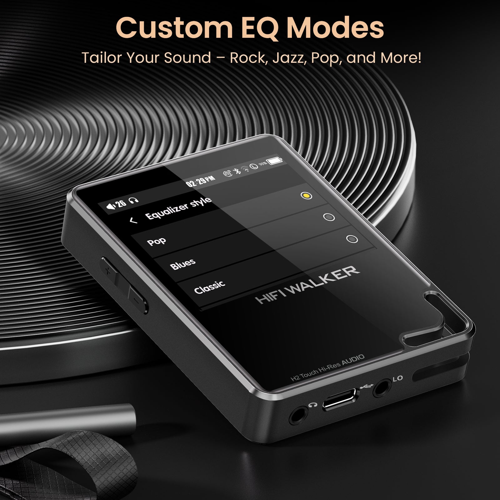 HiFi Walker H2 Touch – Touchscreen Hi-Fi MP3 Player for Lossless