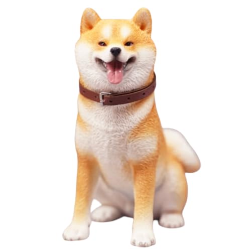 JXK Collectible Dog Figure: Sitting Shiba Inu, Expertly Hand-Painted,