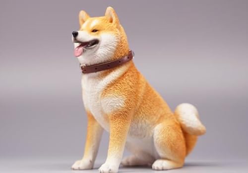 JXK Collectible Dog Figure: Sitting Shiba Inu, Expertly Hand-Painted,
