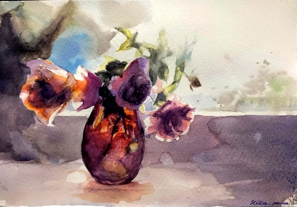 花を水彩で描く・逆光を描く/水彩画研究① | 旅する画家 Hisa Gemma