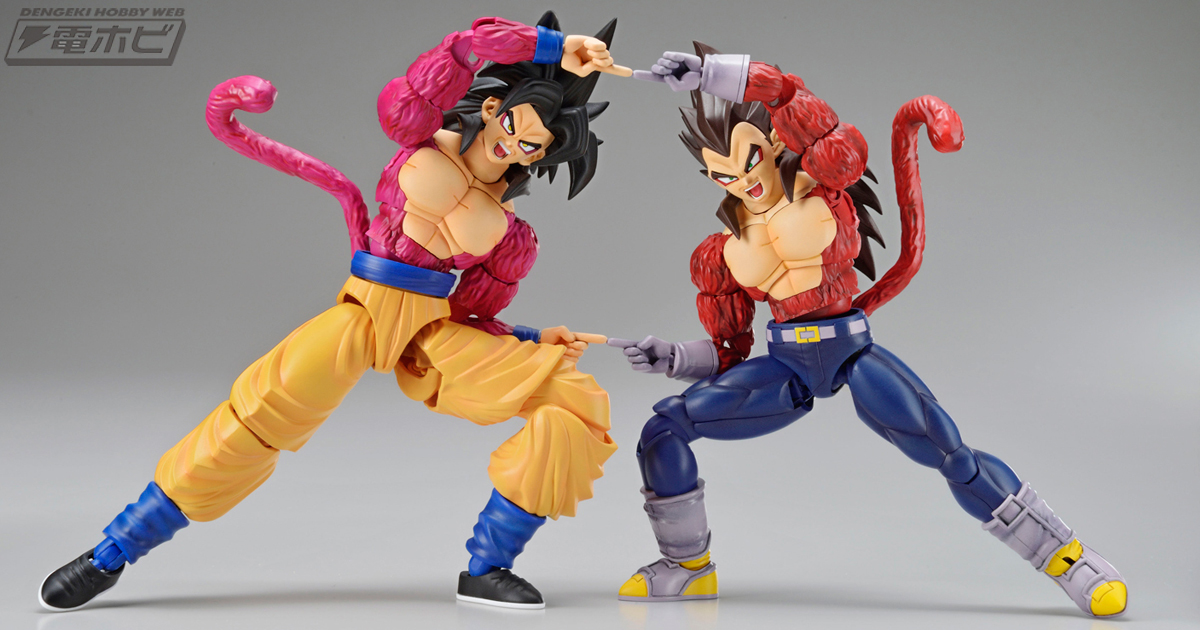 超サイヤ人4に覚醒した孫悟空とベジータがバンダイのプラモデル