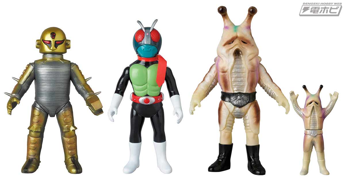 東映レトロソフビコレクションに原作版『仮面ライダー』より仮面