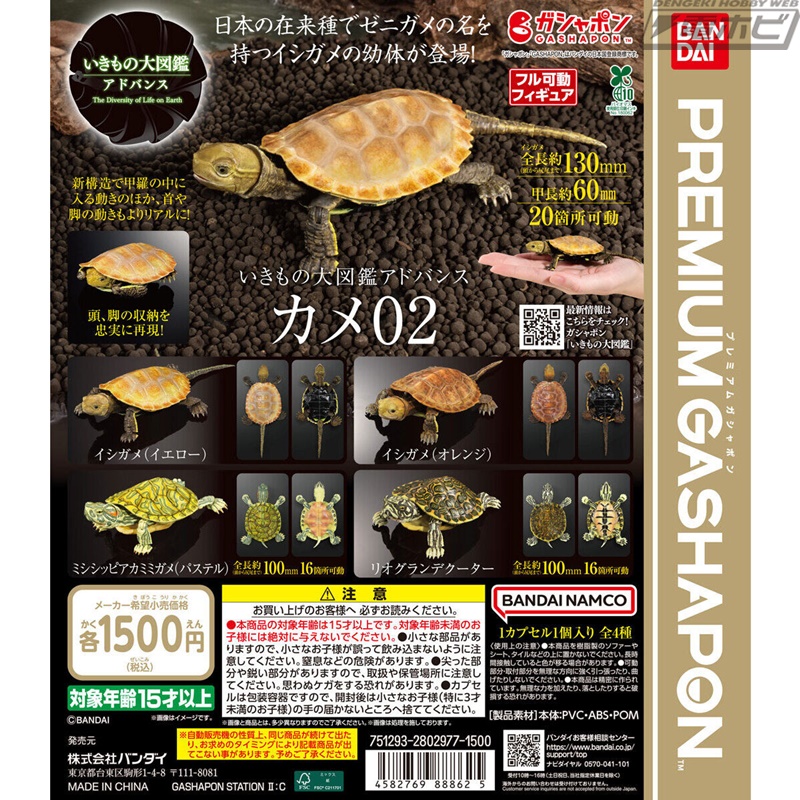 カメを収録したガシャポンアクションフィギュア「いきもの大図鑑