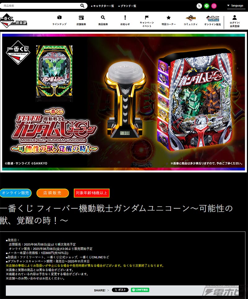 一番くじ フィーバー機動戦士ガンダムユニコーン～可能性の獣、覚醒の