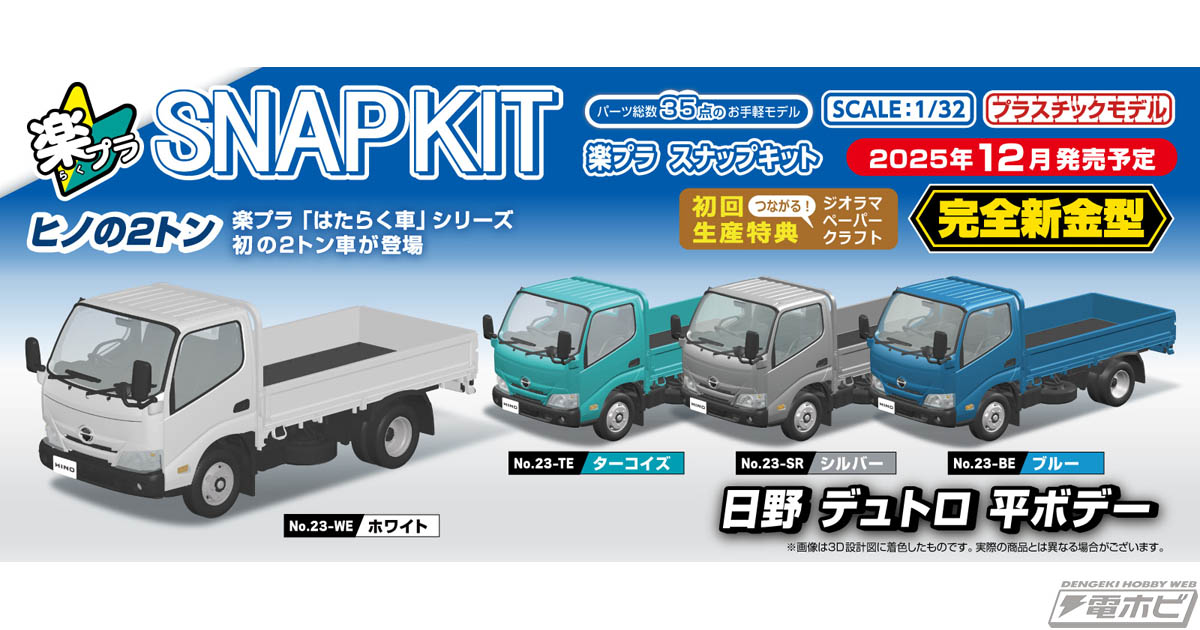 ヒノの2トン”推参！トラック「日野 デュトロ 平ボデー」がアオシマ「楽