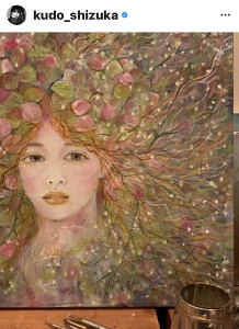 工藤静香、油絵の制作過程を比較ショットで公開 「Cocomiちゃん