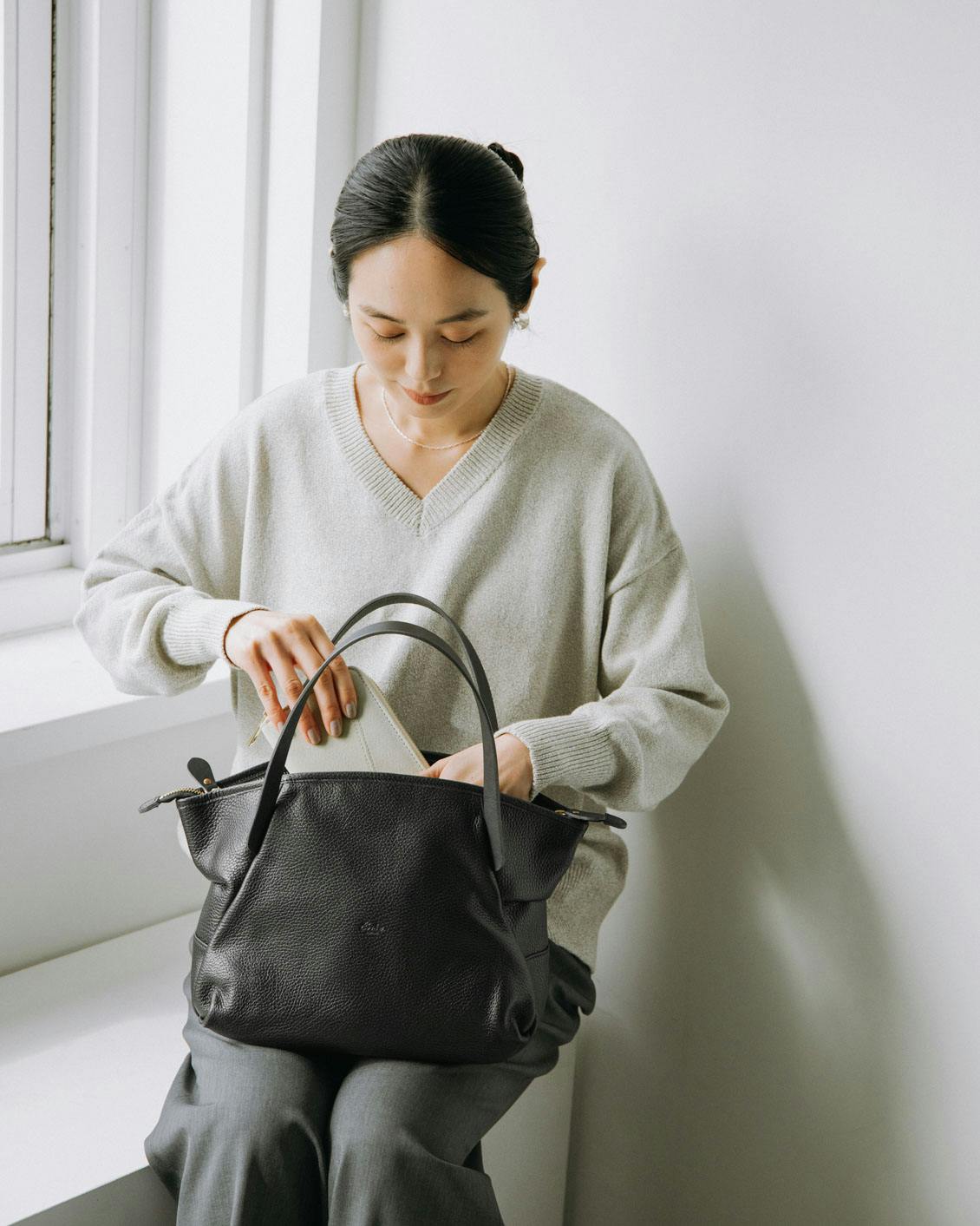 Ense / アンサ / レザートートバッグ ミニ（ブラック） - 北欧、暮らし