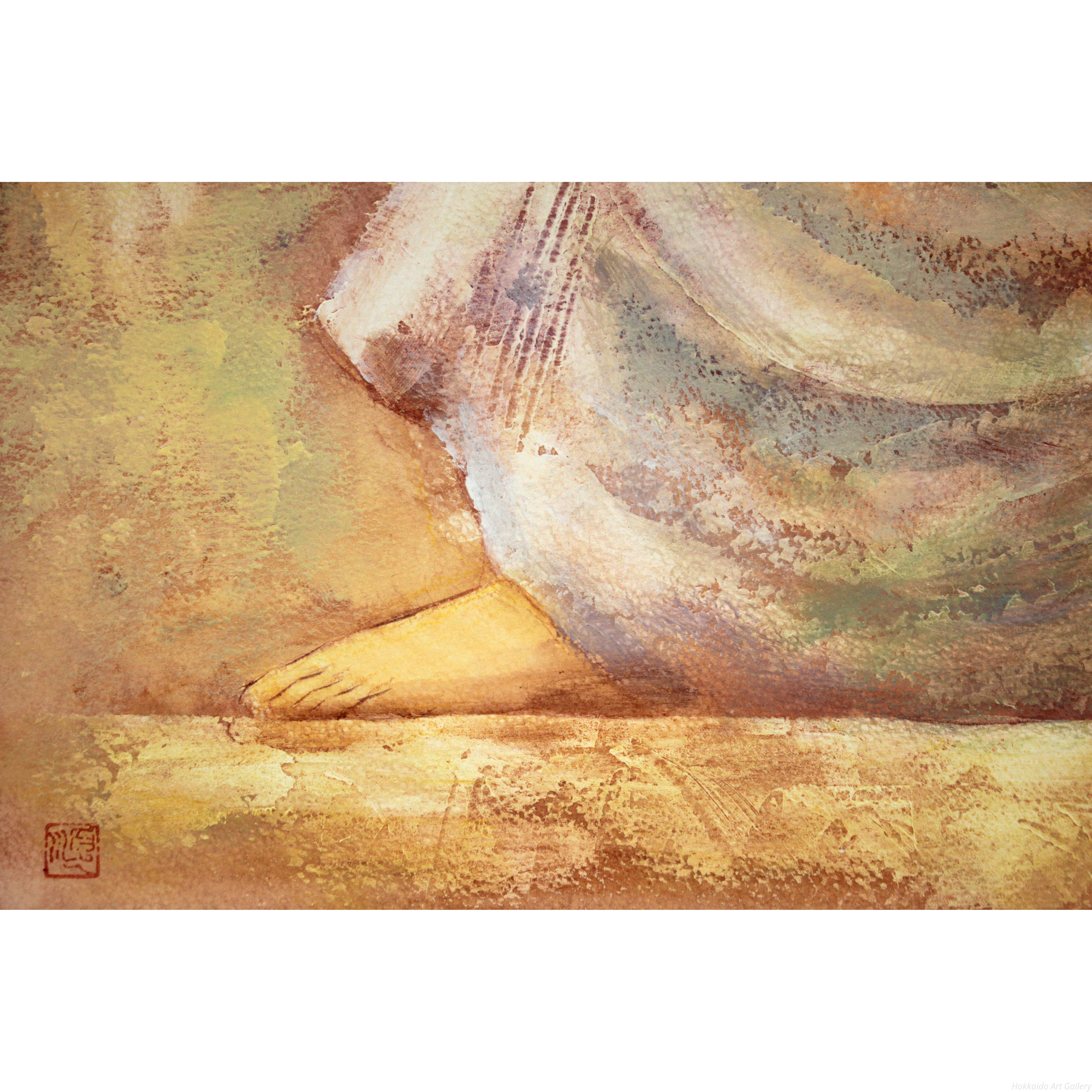 伊藤順一 『インコと少女』 油彩画 - 北海道画廊