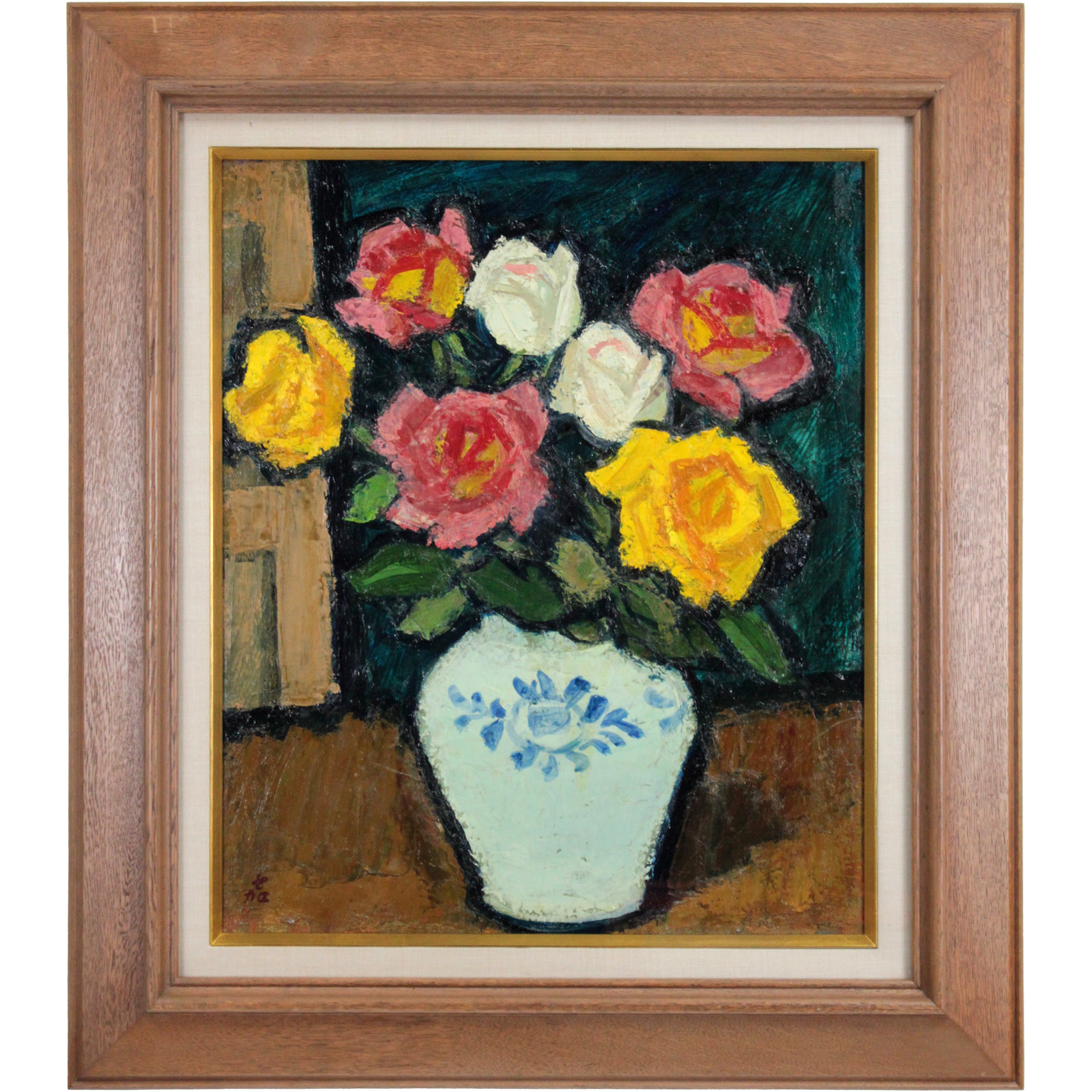 元川 嘉津美 『バラ』 油彩画 - 北海道画廊