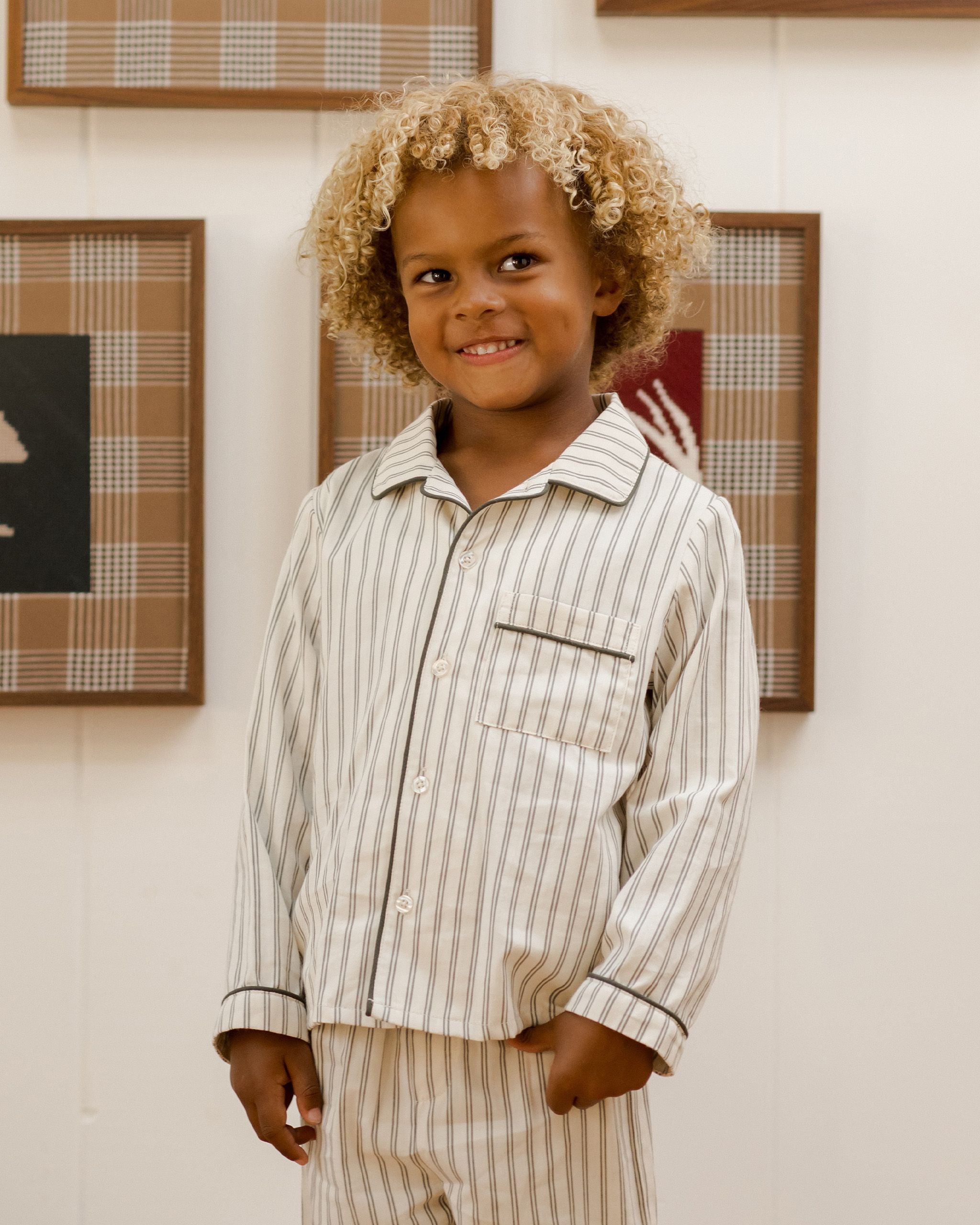 Rylee + Cru Long Sleeve Pajamas - Forest Pinstripe – Hopscotch Kids