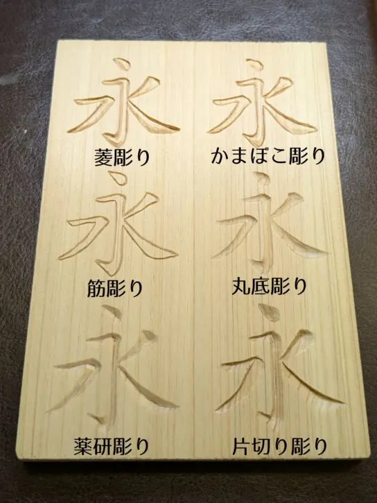 字の彫り方 ～筋彫り、丸底彫り～ | 木彫のホリビト