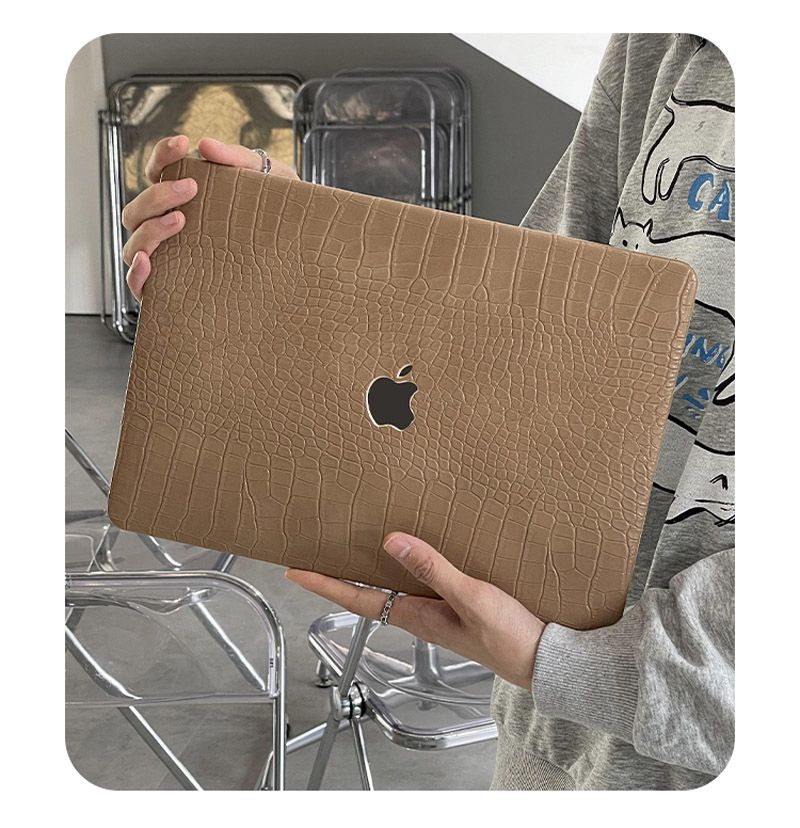 Brown Crocodile PU Leather Shell Case Cover For MacBook Air 13 15