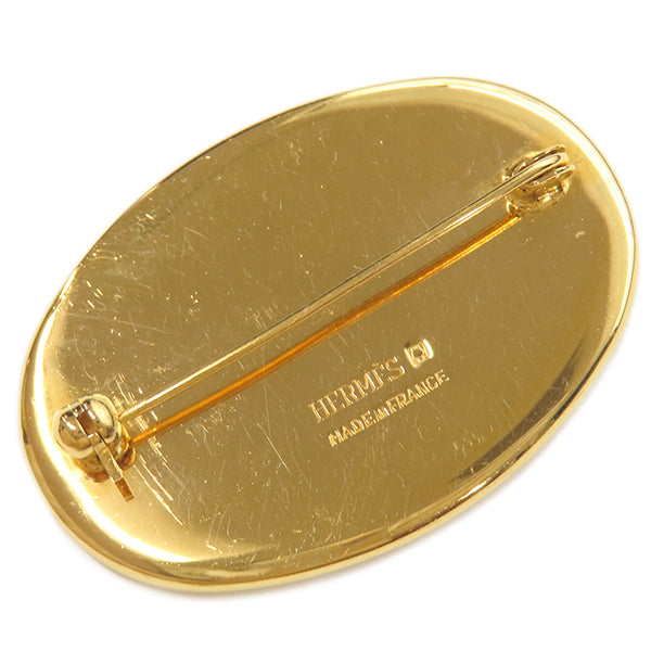 エルメス HERMES エマイユ ホワイトXブラウンXゴールド GP 七宝焼き