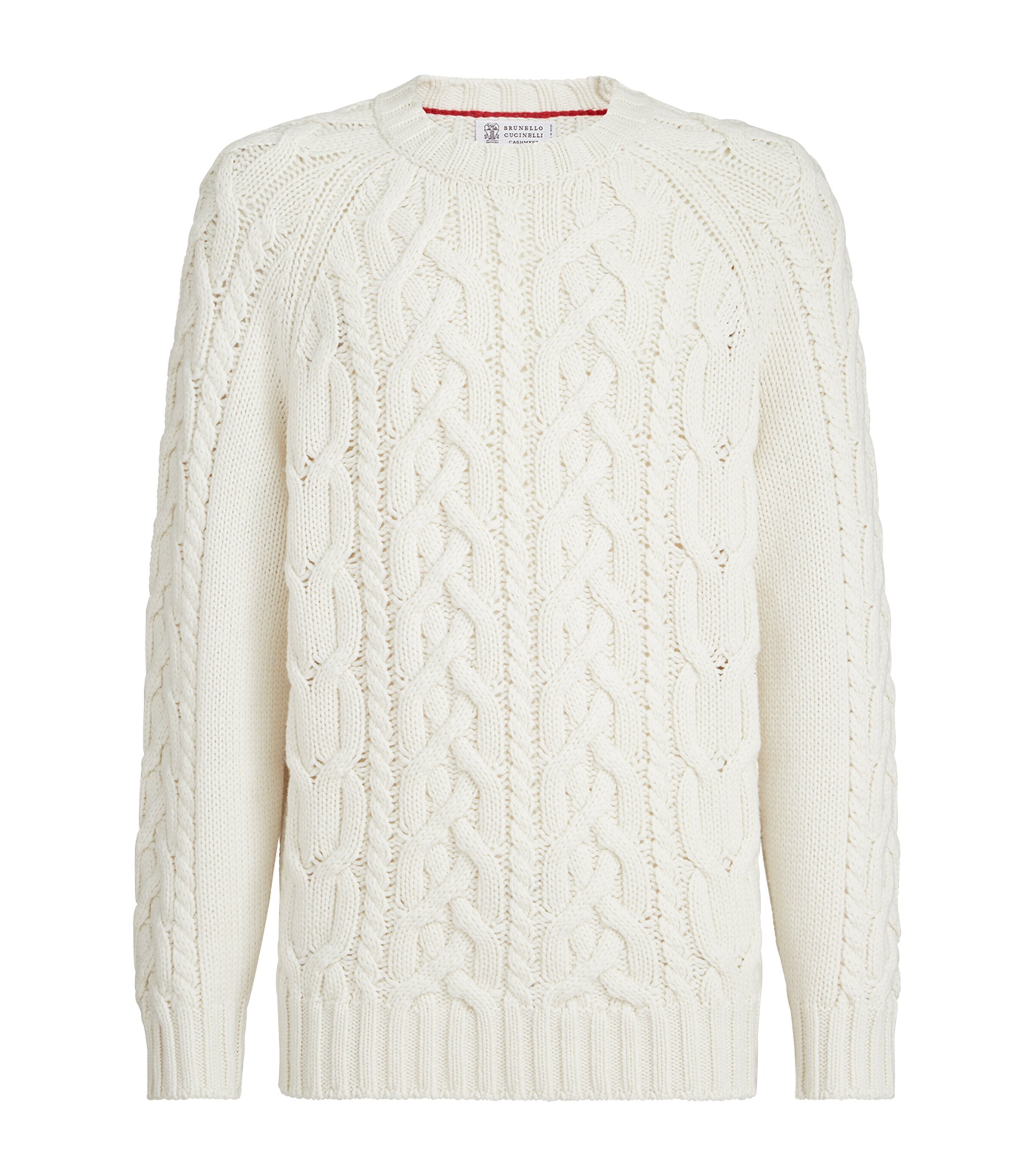 Brunello Cucinelli White Cashmere Cable-Knit Sweater | Harrods US