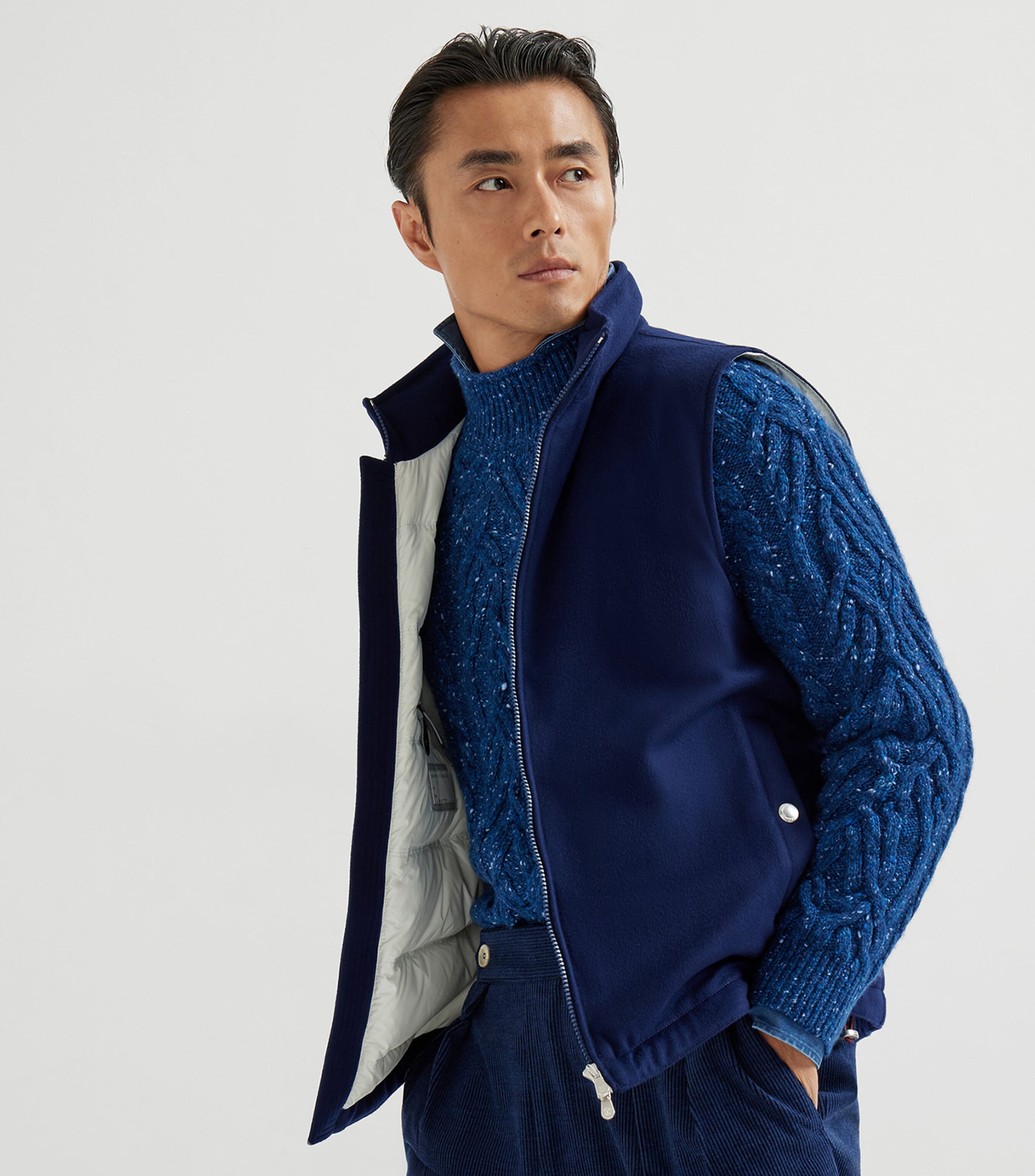 Brunello Cucinelli Blue Down-Fill Wool Flannel Gilet | Harrods US