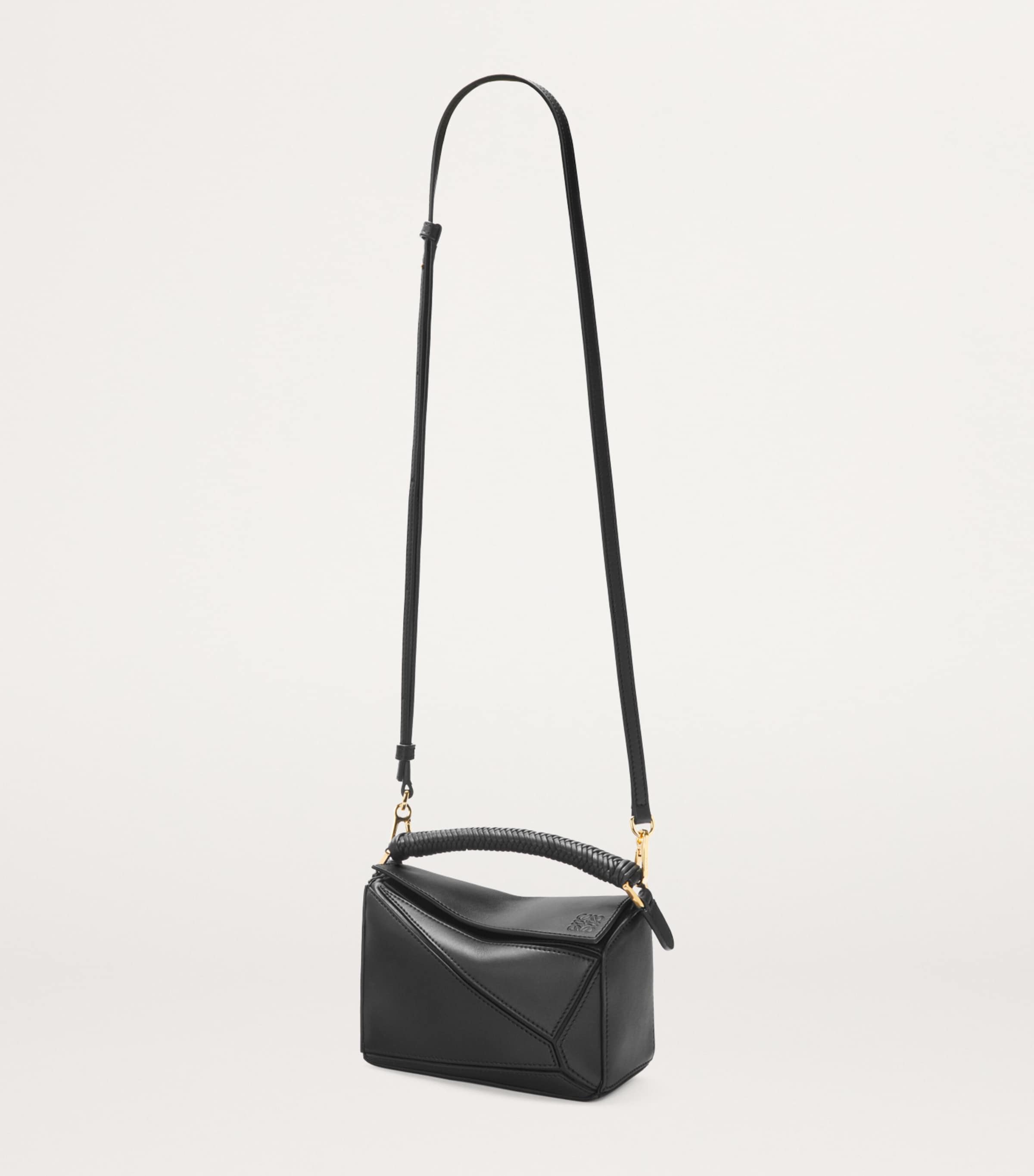 LOEWE Black Mini Leather Puzzle Edge Top-Handle Bag | Harrods US
