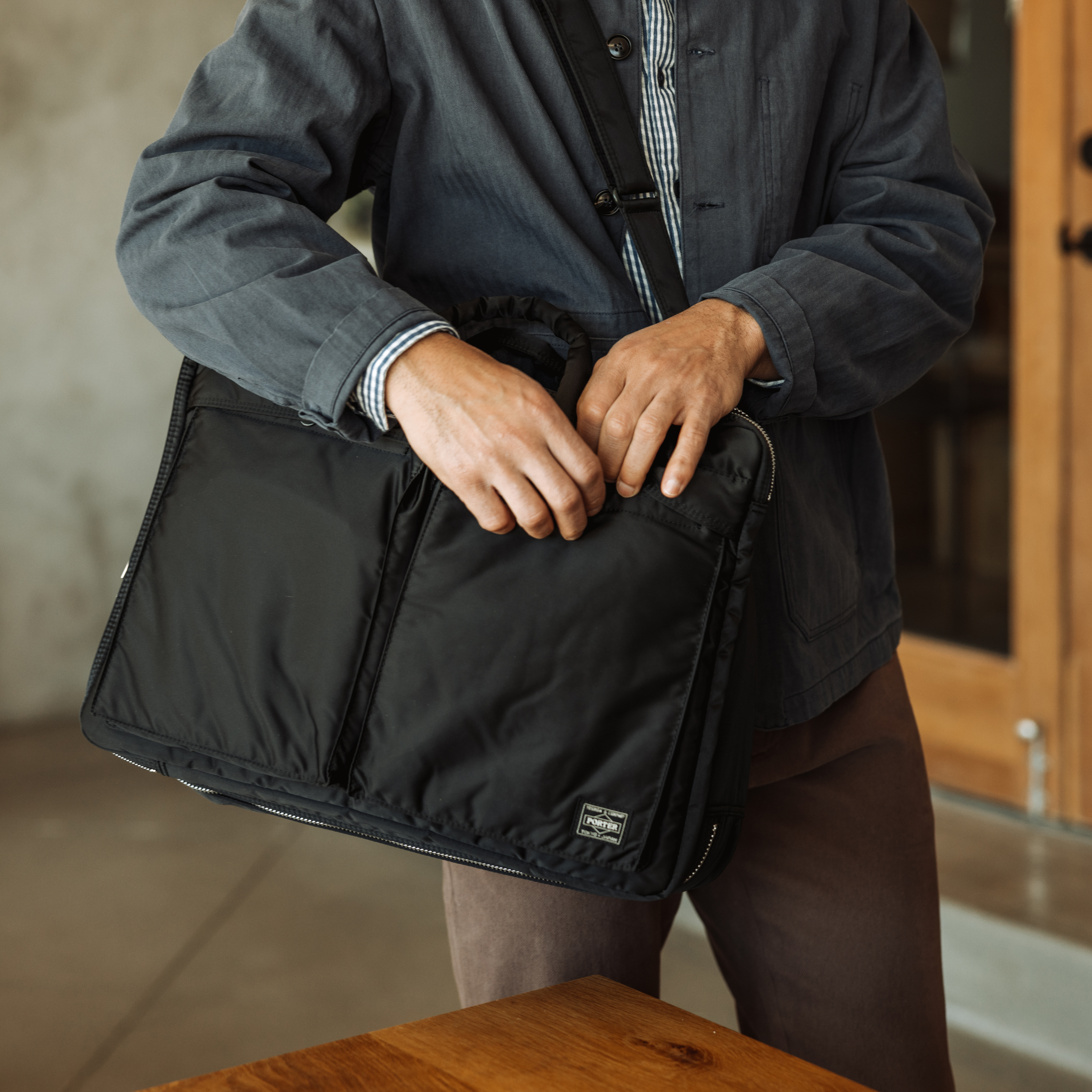 Porter-Yoshida and Co Tanker 3-Way Briefcase - Black | Messenger