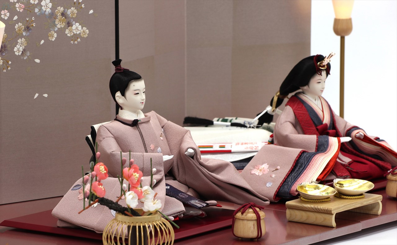 ひいな 清水久遊 三五 正絹 手刺繍「浅蘇芳に華の流」