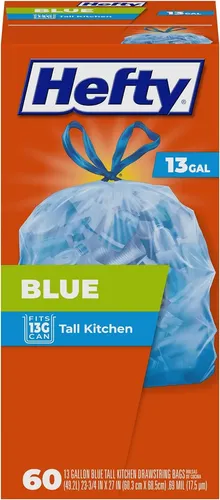Hefty Blue Trash Bags, Blue, 13 Gallon, 60 Count Blue 60