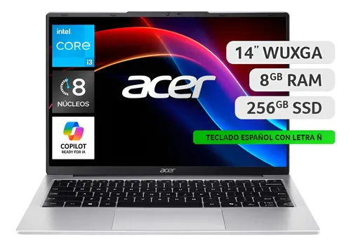 Notebook Acer Intel Core I3 / 8gb Ram / 256 Gb Ssd / 14' Plateado