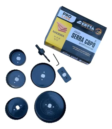 Jogo Serra Copo Madeira Pvc Gesso 64/76/89/102/127mm Estojo