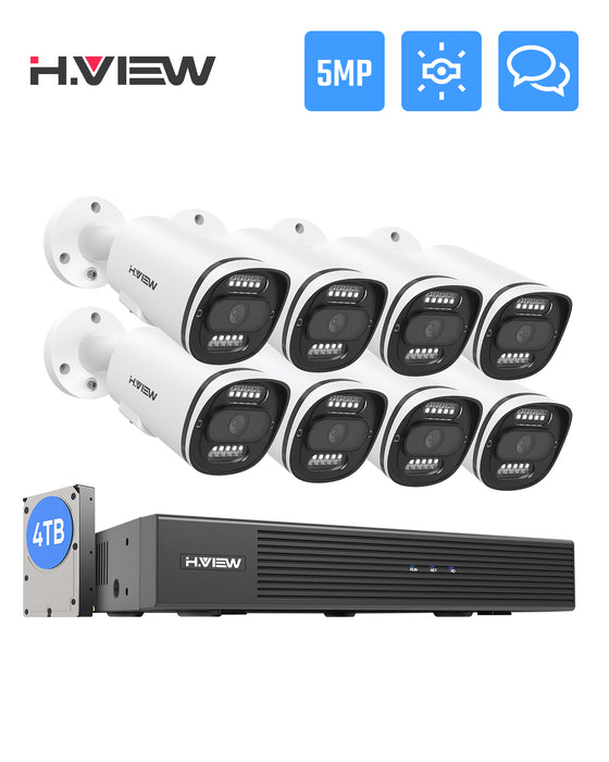 H.VIEW 5MP超HD 8チャンネルPOEセキュリティシステムオーディオ