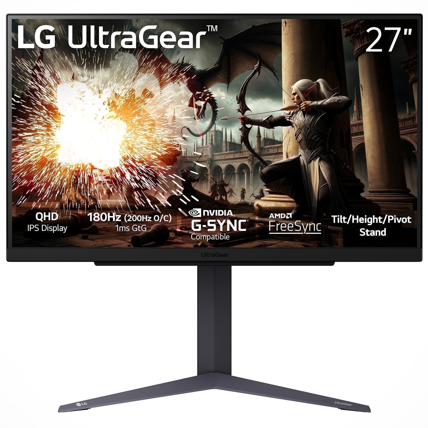 LG 27'' UltraGear QHD Gaming Computer PC Monitor, 2560 x 1440,1ms