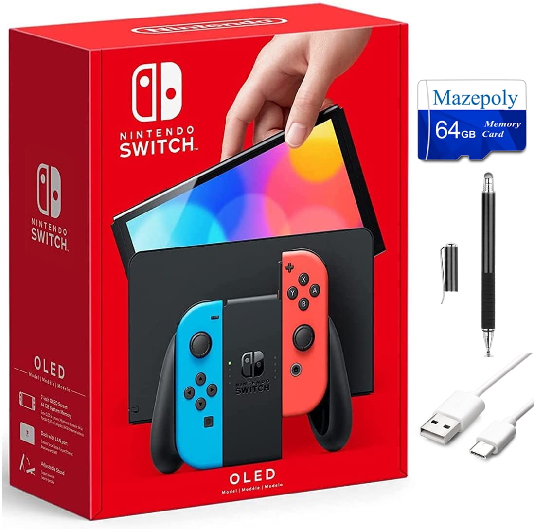Nintendo Switch OLED Home Game Console w/ Neon Red & Blue Joy-Con