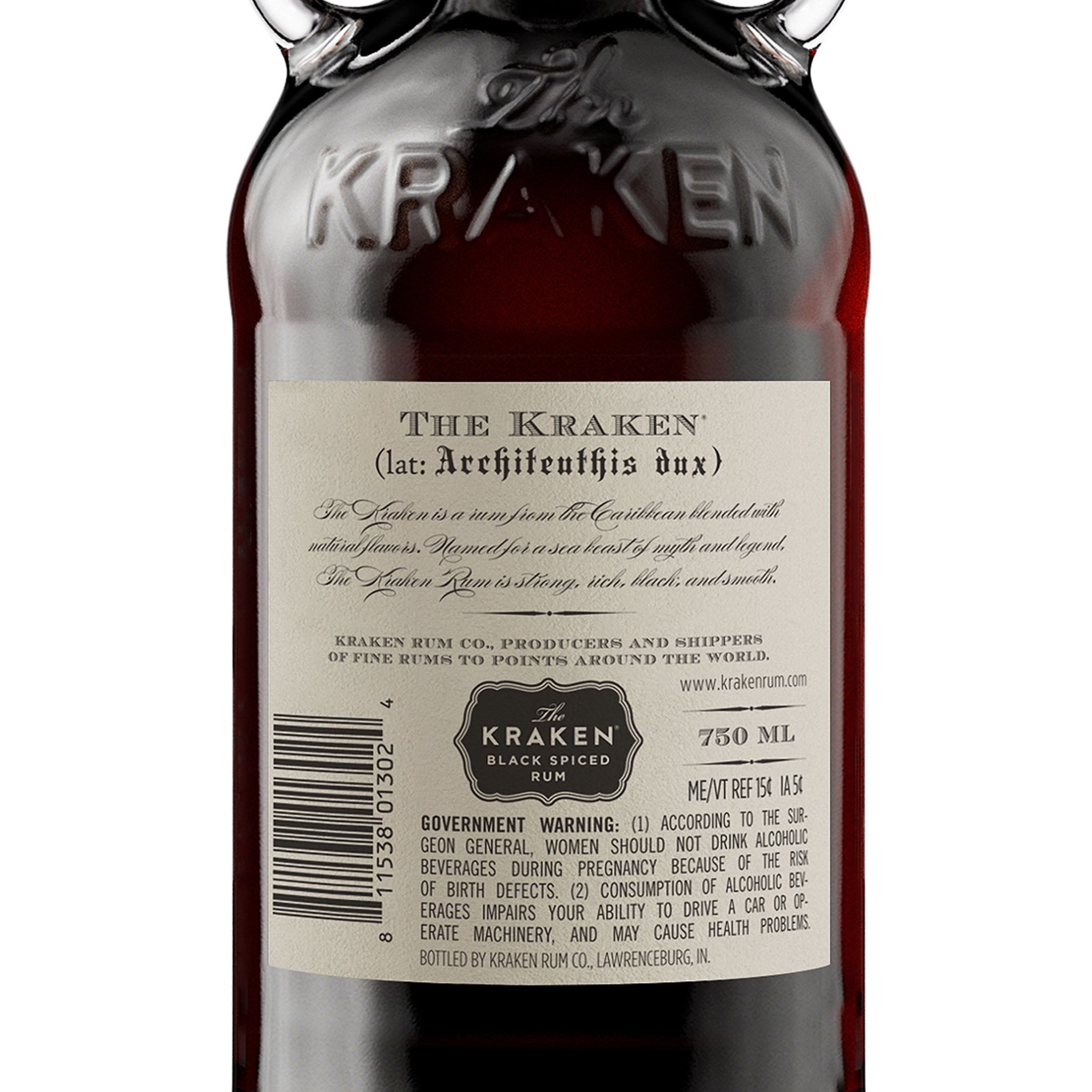 Kraken Rum Black Spiced Rum 94 Proof, 750 ml Glass Bottle, 47% ABV