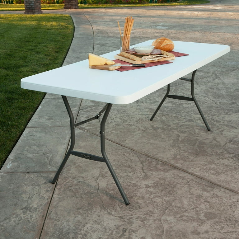 Lifetime 6ft Commercial Grade Fold-in-Half Table, White Granite