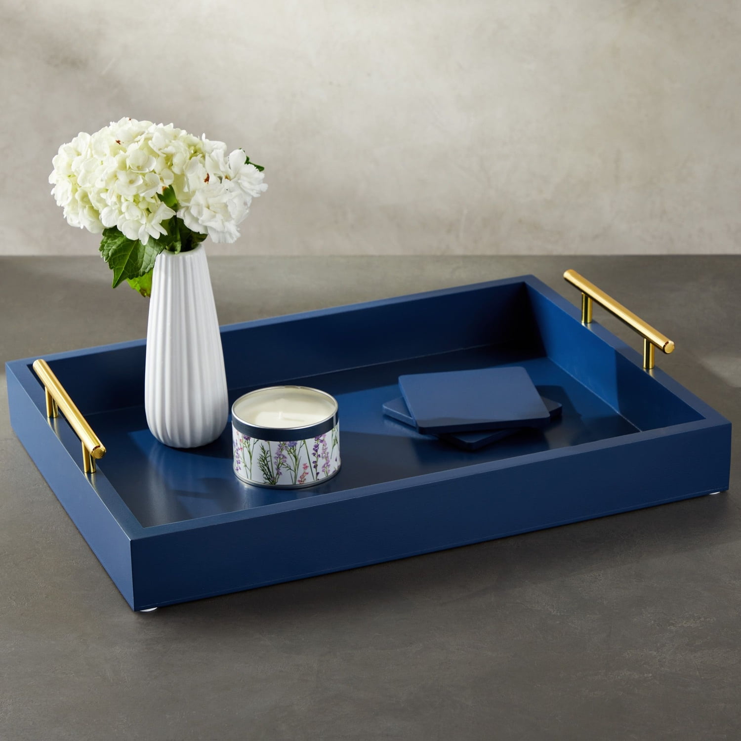 Blue Serving Tray for Coffee Table, 16x12
