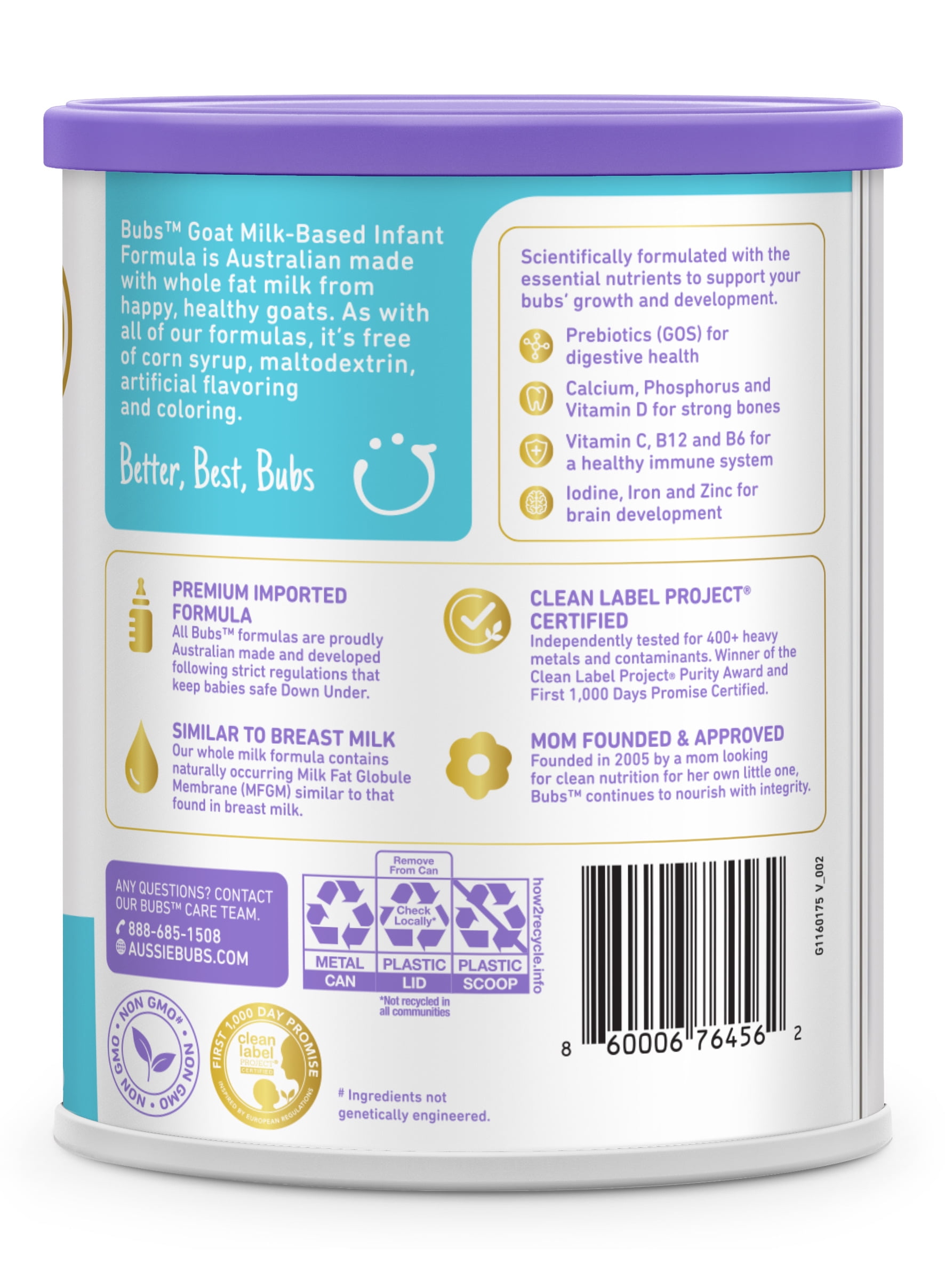 Bubs Easy Digest Goat Milk Infant Formula Powder (Babies 0-12
