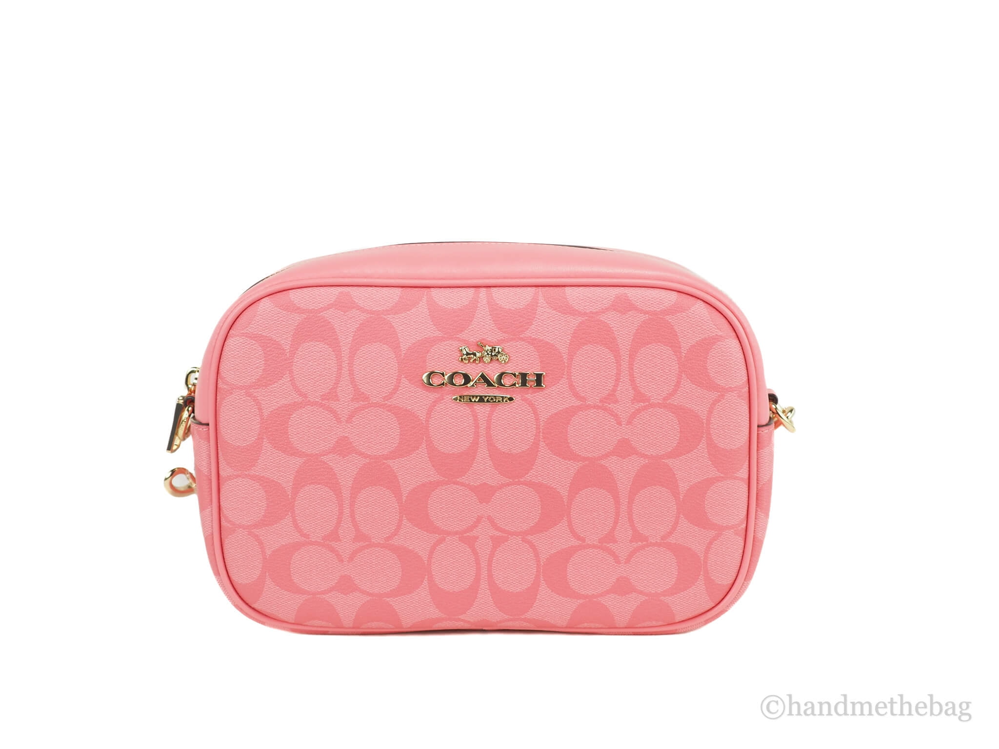 Coach Designer Jamie Medium Pink Lemonade Coated Canvas Camera