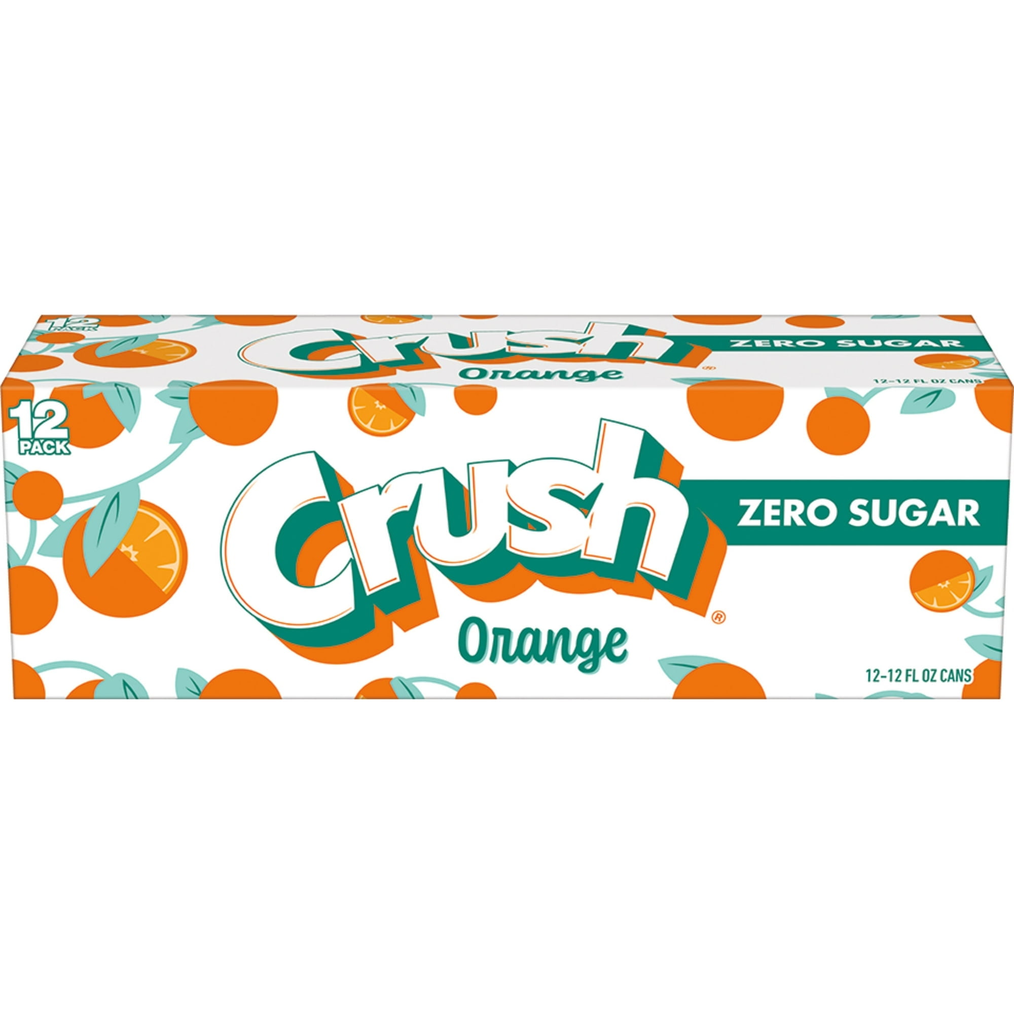 Crush Caffeine Free Zero Sugar Orange Soda Pop, 12 fl oz, 12 Pack