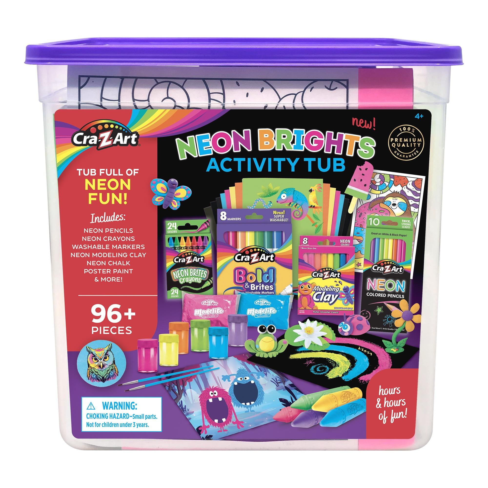 Cra-Z-Art Neon Brights Activity Tub, Multi-Color Drawing Set with