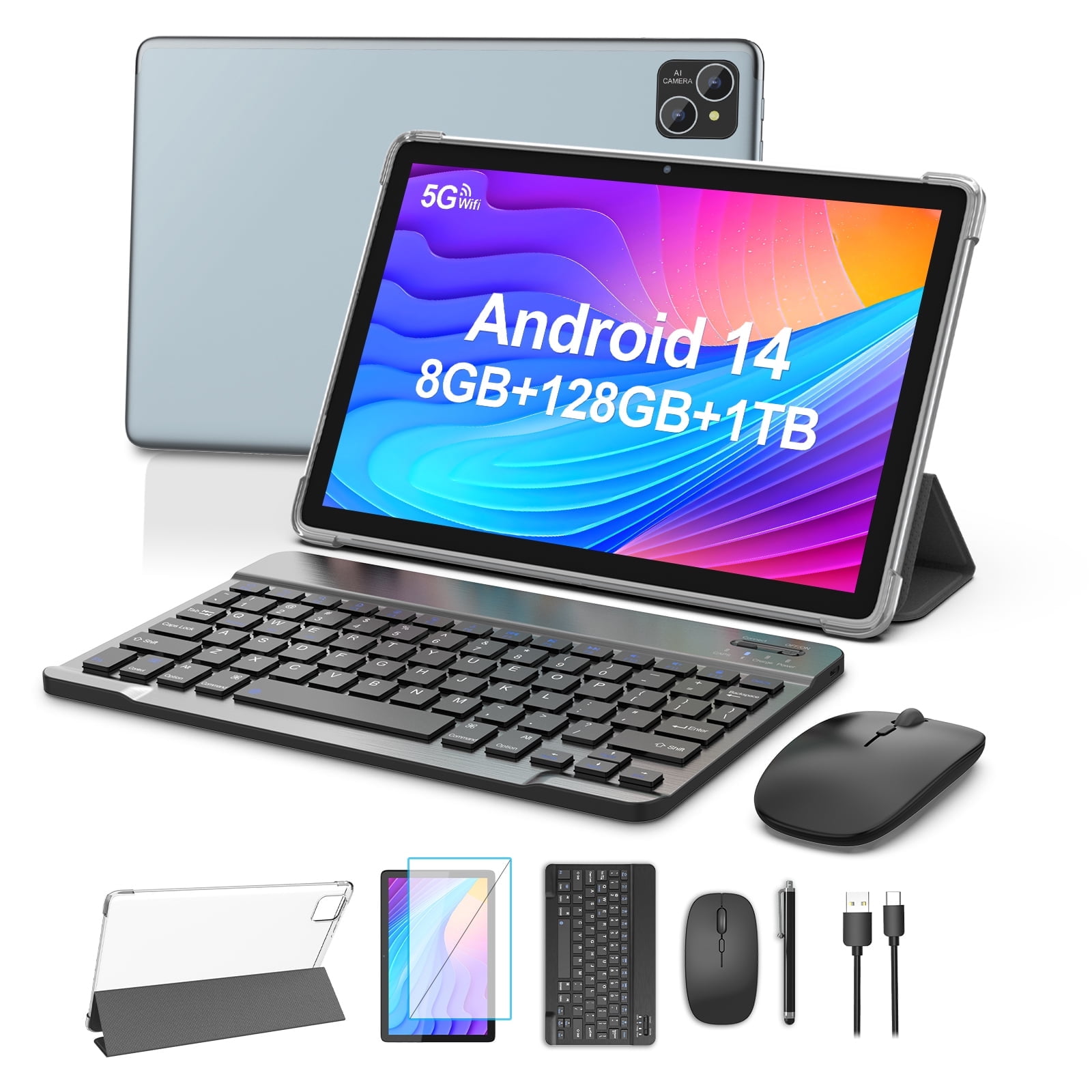 Android 13 Tablet, 10 inch, Quad-Core CPU, 8GB RAM, 128GB ROM, HD