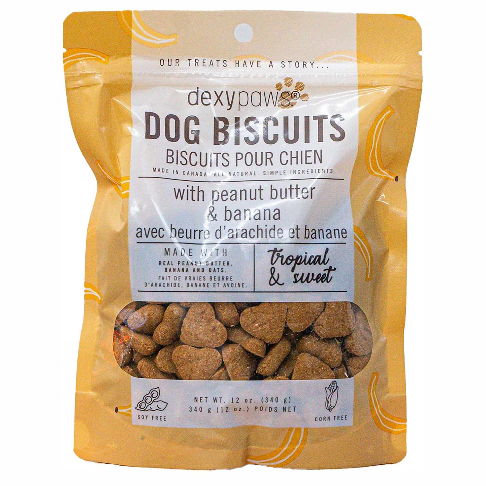 Dexypaws: Banana, Oat & Peanut Butter Dog Biscuits - 12oz Bag, Pet