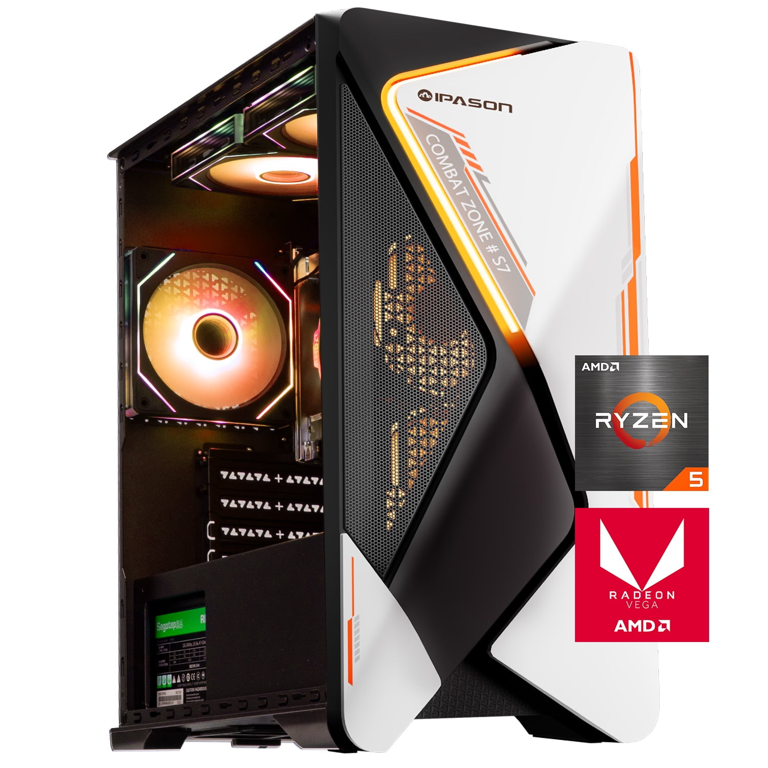 IPASON Gaming Desktop PC, AMD Ryzen 5 5600GT, 16GB RAM, 1TB SSD