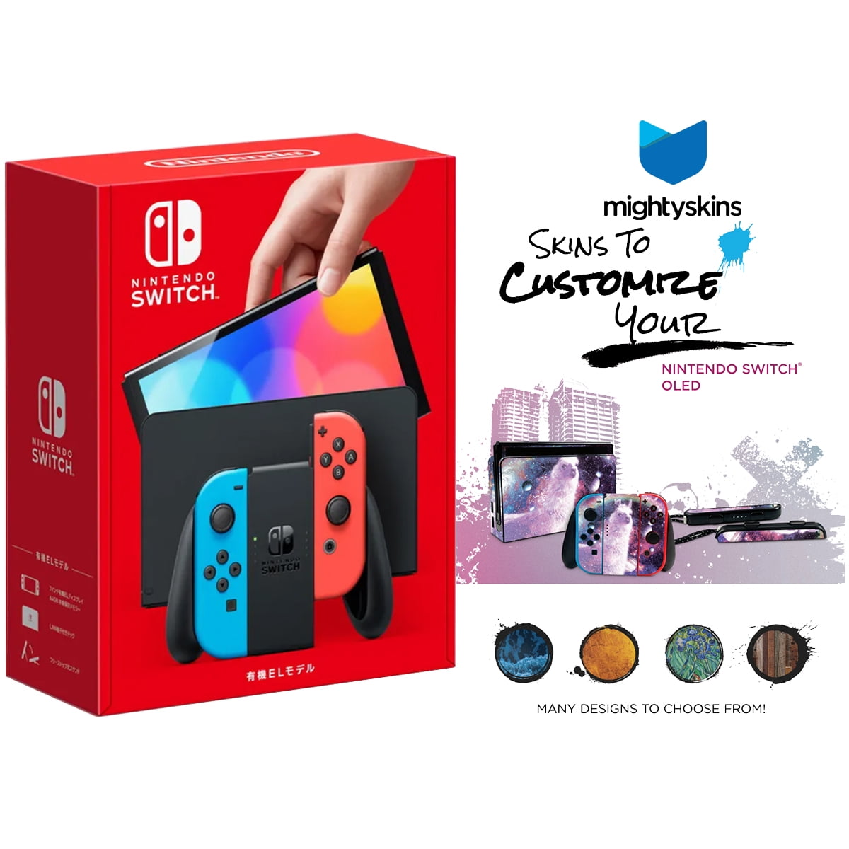 Nintendo Switch OLED NEON Joy-Con System with MightySkins Skin