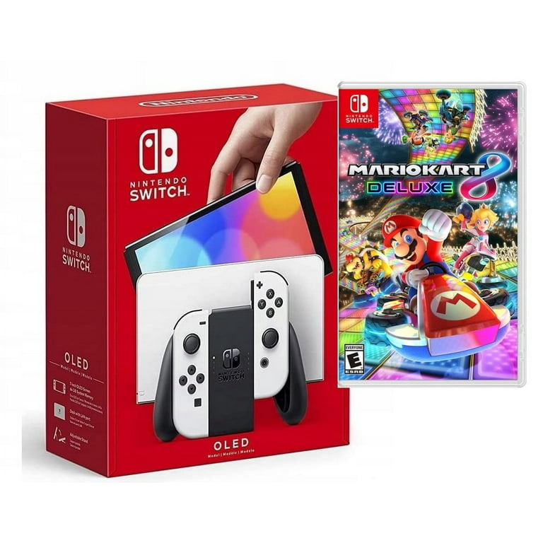 Nintendo Switch OLED Model w/ White Joy-Con + Mario Kart 8 Game