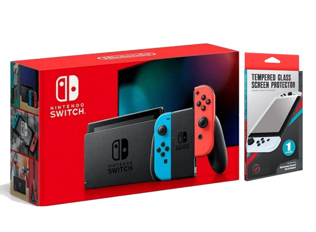 Nintendo Switch Console, Neon Blue and Neon Red Joy Con Bundle, JP