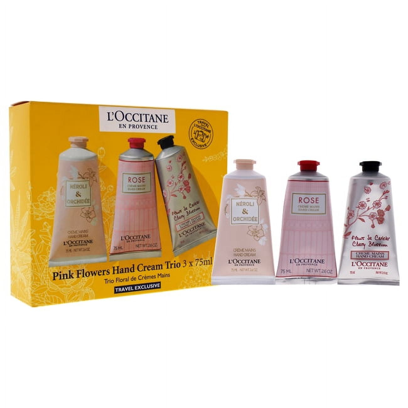 LOccitane Unisex Pink Flowers Hand Cream Trio - Rose Scented, 3 x