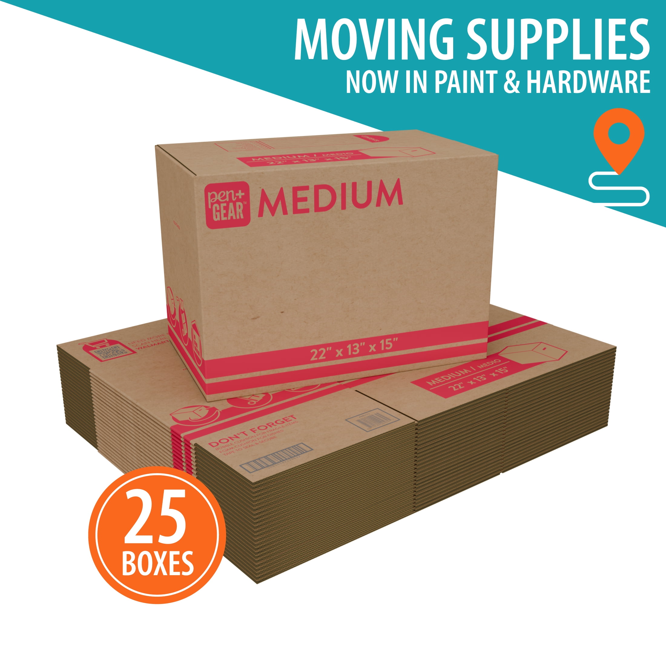 25 pack) Pen+Gear Medium Moving Boxes, 22 in. L x 13 in. W x 15 in